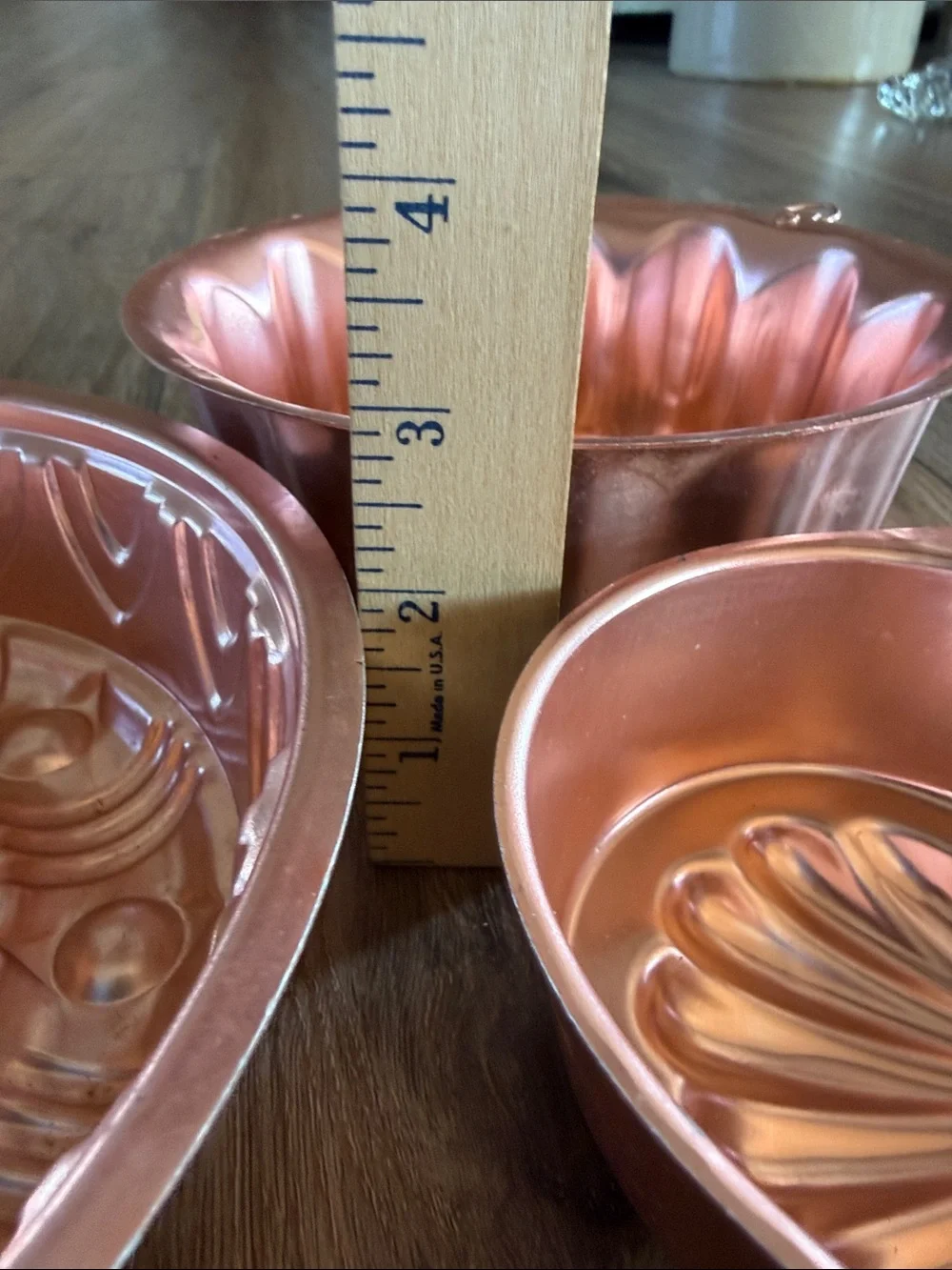 Set of 3 Vintage Copper-Tone Decorative Jelly Molds